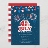 7月のお祝いBBQのパーティの招待状の第4 招待状 (正面/裏面)