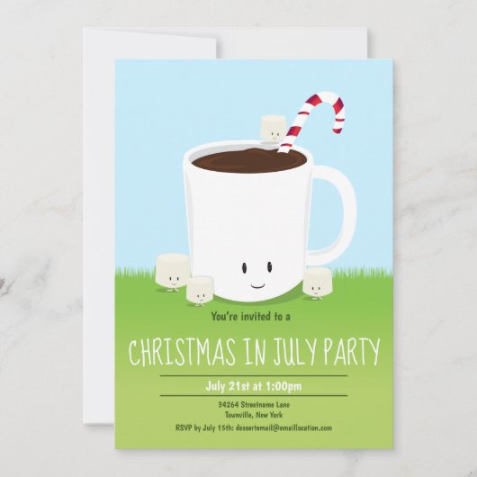 7月のかわいいクリスマスパーティの招待状 招待状 (正面)
