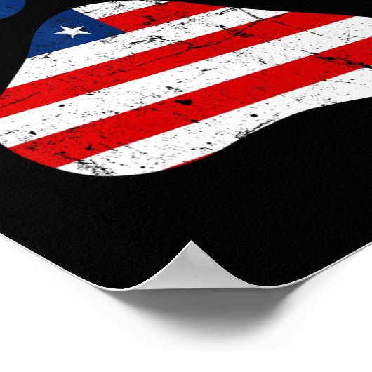 7月のかわいい犬のポー米国アメリカ国旗の独立 ポスター (角)