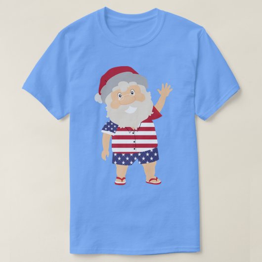 7月のアメリカのクリスマスの愛国的なサンタ4th tシャツ (デザイン正面)