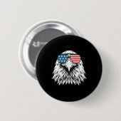 7月のアメリカのハゲ・イーグル国旗の – 独立記念日 缶バッジ (正面&裏面)