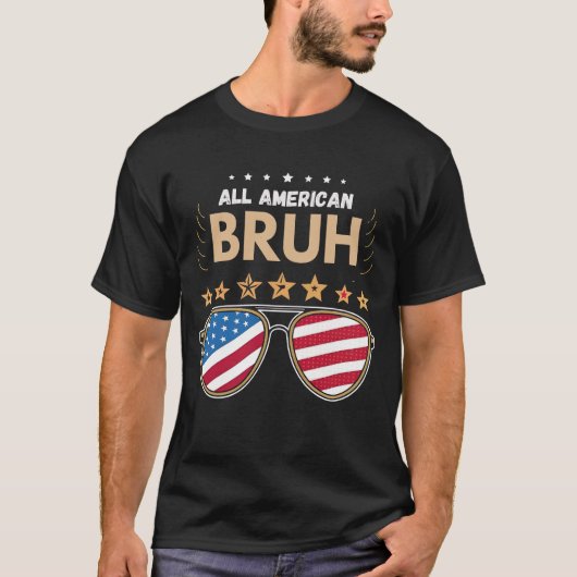 7月のアメリカのボーイズ愛国的なT市のBruh 4th Tシャツ (正面)