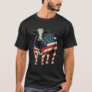 7月のアメリカの愛国的なアメリカの牛のアメリカの4番目 Tシャツ