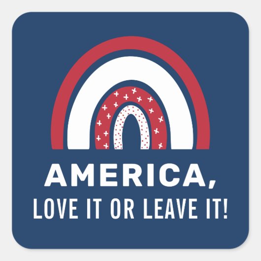 7月のアメリカの愛国的なスタイリッシュ虹の第4位 スクエアシール (正面)