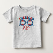 7月のアメリカンガール4thサングラスサマー ベビーTシャツ (正面)