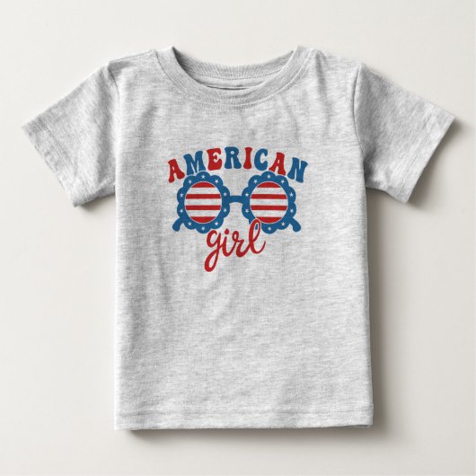 7月のアメリカンガール4thサングラスサマー ベビーTシャツ (正面)
