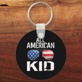 7月のアメリカンキッド4th男の子の愛国的な10代の子供 キーホルダー (正面)