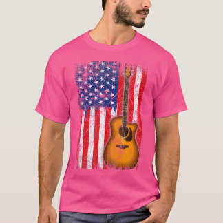 7月のアメリカ国旗のギター4thギター愛好家Mus Tシャツ