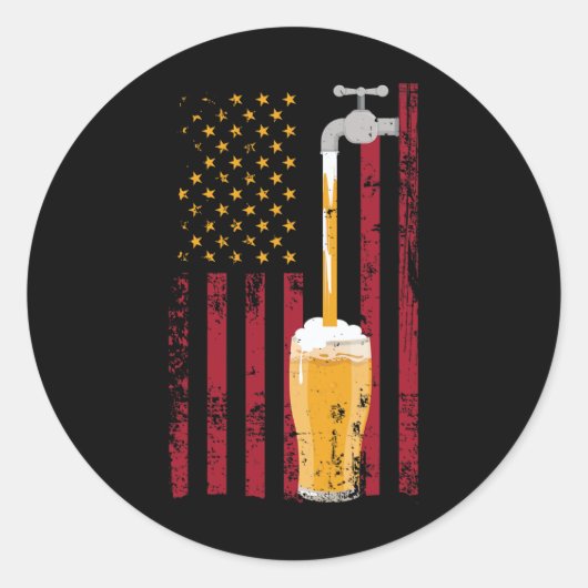 7月のアメリカ国旗のビール醸造 ラウンドシール (正面)