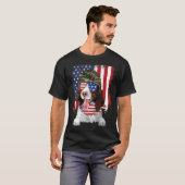 7月のアメリカ国旗4日イングリッシュスプリンガースパニエル犬 Tシャツ (正面フル)