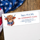 7月のアメリカ差出人住所の4番目の愛国的な牛 ラベル