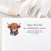 7月のアメリカ差出人住所の4番目の愛国的な牛 ラベル (インサイチュ)