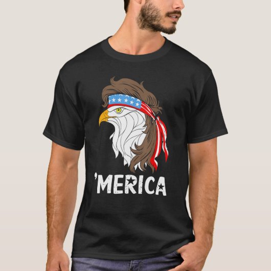 7月のアメリカ愛国的なFのメリカバルトイーグル4日 Tシャツ (正面)