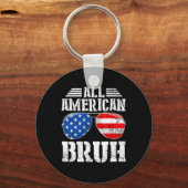 7月のアメリカ男の子の愛国アメリカのBruh幸せ4 キーホルダー (正面)
