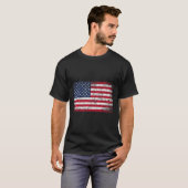 7月のアメリ動揺してカ国旗のポケット Tシャツ (正面フル)
