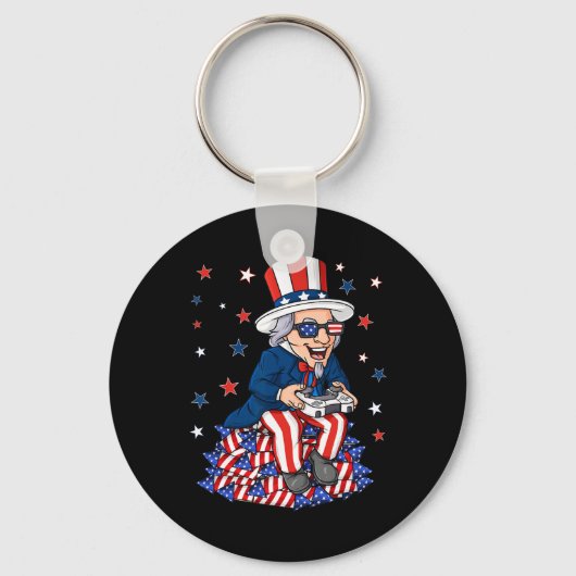 7月のアンクルサムゲームコントローラ4th男の子の子のTe キーホルダー (正面)