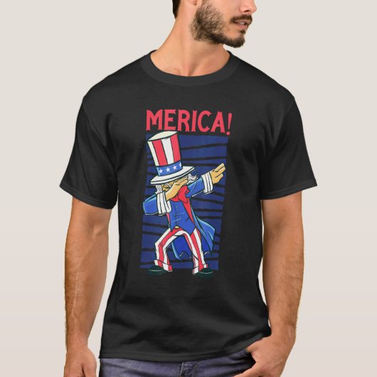 7月のアンクルサム・ダビング4thメリカ男性の女性キ tシャツ (正面)
