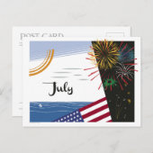 7月のアールデコビーチシーン(旗と花火) ポストカード (正面/裏面)