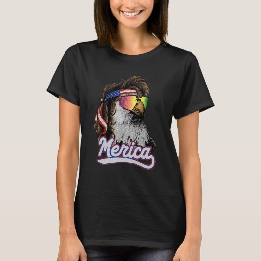 7月のイーグルミュレットメリカ4thアメリカ愛国心8 tシャツ (正面)