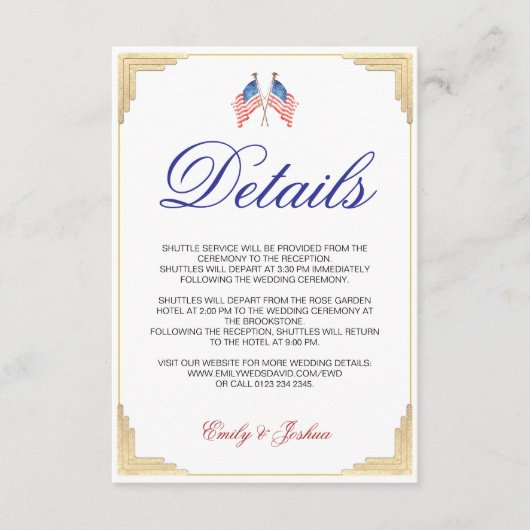 7月のエンクロージャカー結婚ドの米国国旗4日 エンクロージャーカード (正面)