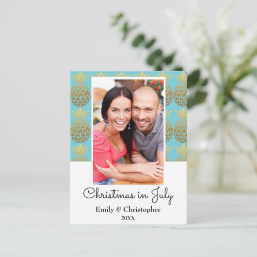 7月のオーストラリア金箔パイナップルクリスマス シーズンポストカード (スタンド正面)