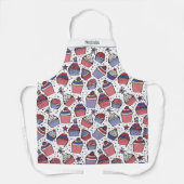 7月のカップケーキのピンク愛国的パーソナライズされた4日 エプロン (正面)