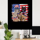 7月のキャットフリーダムアメリカ国旗のサングラス ポスター (ホームオフィス)
