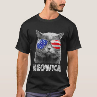 7月のキャット4th Meowica Merica Men USA American Fl Tシャツ