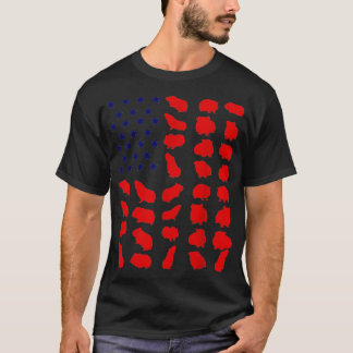 7月のギニア豚アメリカ国旗Lover USA Pat Tシャツ
