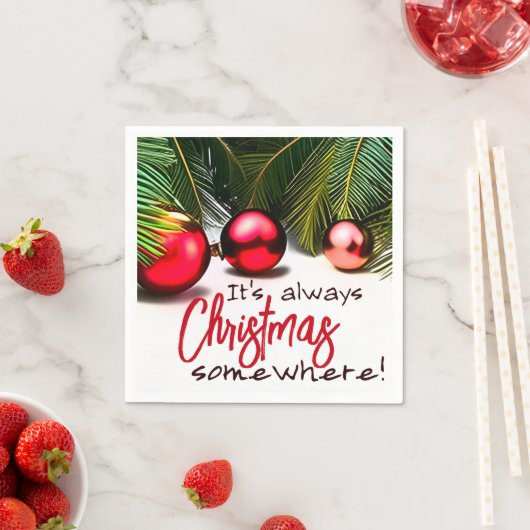 7月のクリスマスおもしろいことわざサマーパームツリー スタンダードカクテルナプキン (インサイチュ)