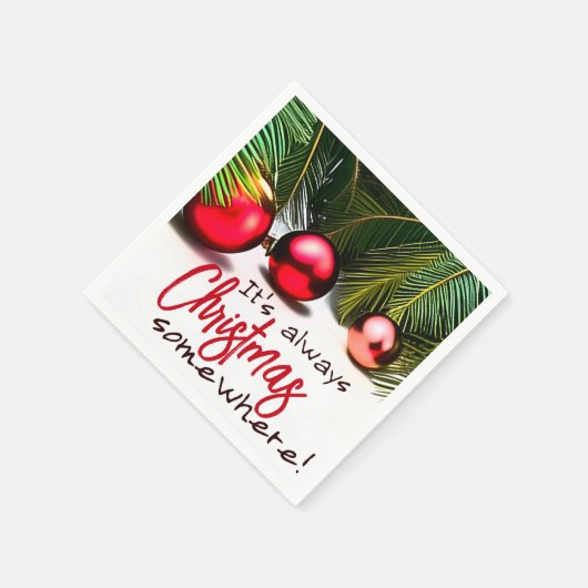 7月のクリスマスおもしろいことわざサマーパームツリー スタンダードカクテルナプキン (角)