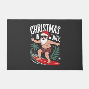 7月のクリスマスおもしろいクリスマスクリスマスサンタビーチ ドアマット