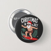 7月のクリスマスおもしろいクリスマスクリスマスサンタビーチ 缶バッジ (正面&裏面)