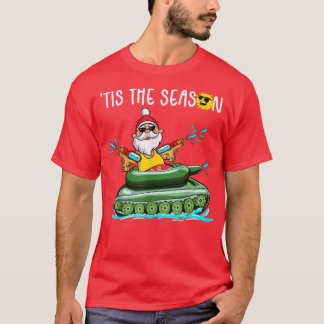 7月のクリスマスおもしろいサンタがシーズンタンク Tシャツ