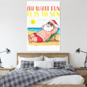 7月のクリスマスおもしろいサンタクロースinハワイVaca キャンバスプリント (インサイチュ (寝室))