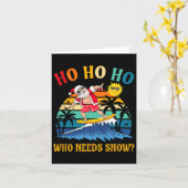 7月のクリスマスおもしろいサンタサーフィンサマービーチV カード (黄色い花)