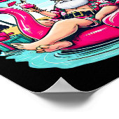 7月のクリスマスおもしろいサンタリラックスオンビーチ ポスター (角)