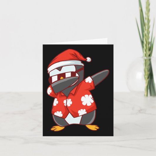 7月のクリスマスおもしろいダビングペンギン カード (正面)