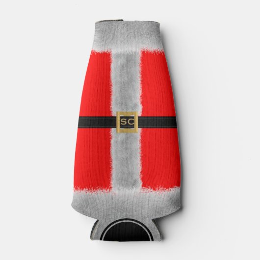 7月のクリスマスおもしろいレッドサンタスーツボトルクール ボトルクーラー (正面)