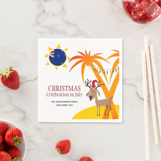 7月のクリスマスお祝いニュージーランド紙 スタンダードカクテルナプキン (インサイチュ)