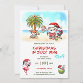 7月のクリスマスかわいいサンタの夏のクリスマス 招待状 (正面)