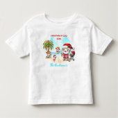 7月のクリスマスかわいいサンタトロピカルサマーネーム トドラーTシャツ (正面)