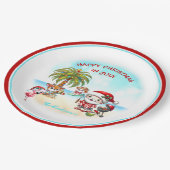 7月のクリスマスかわいいサンタトロピカルサマー ペーパープレート (アングル)