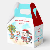 7月のクリスマスかわいいサンタ夏ミディアムゲーブル フェイバーボックス (正面)