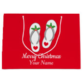 7月のクリスマスかわいいビーチビーチサンダル抱き枕 ラージペーパーバッグ (正面)