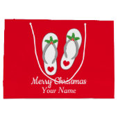 7月のクリスマスかわいいビーチビーチサンダル抱き枕 ラージペーパーバッグ (裏面)