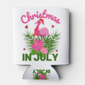 7月のクリスマスかわいい夏のフラミンゴ 缶クーラー (裏面)