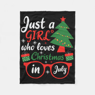 7月のクリスマスが好きな女の子 フリースブランケット