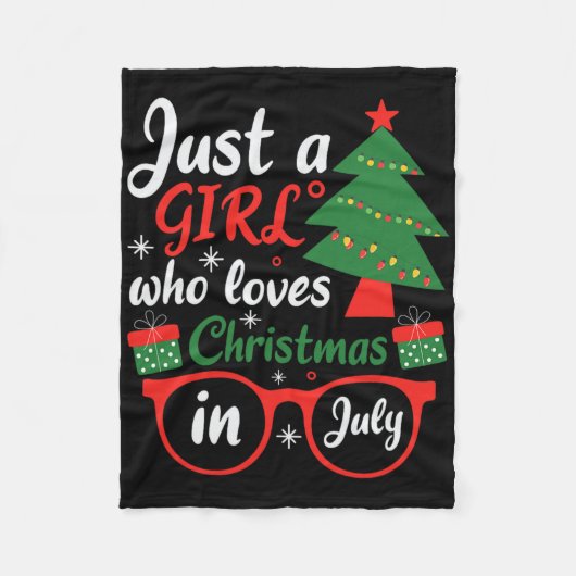 7月のクリスマスが好きな女の子 フリースブランケット (正面)