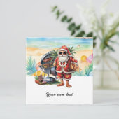 7月のクリスマスとサンタのビーチ休日 シーズンカード (スタンド正面)